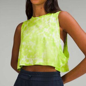 Lululemon All Yours Cropped Cotton Tank Top Tie Dye - Eccentric Lime - Size 8